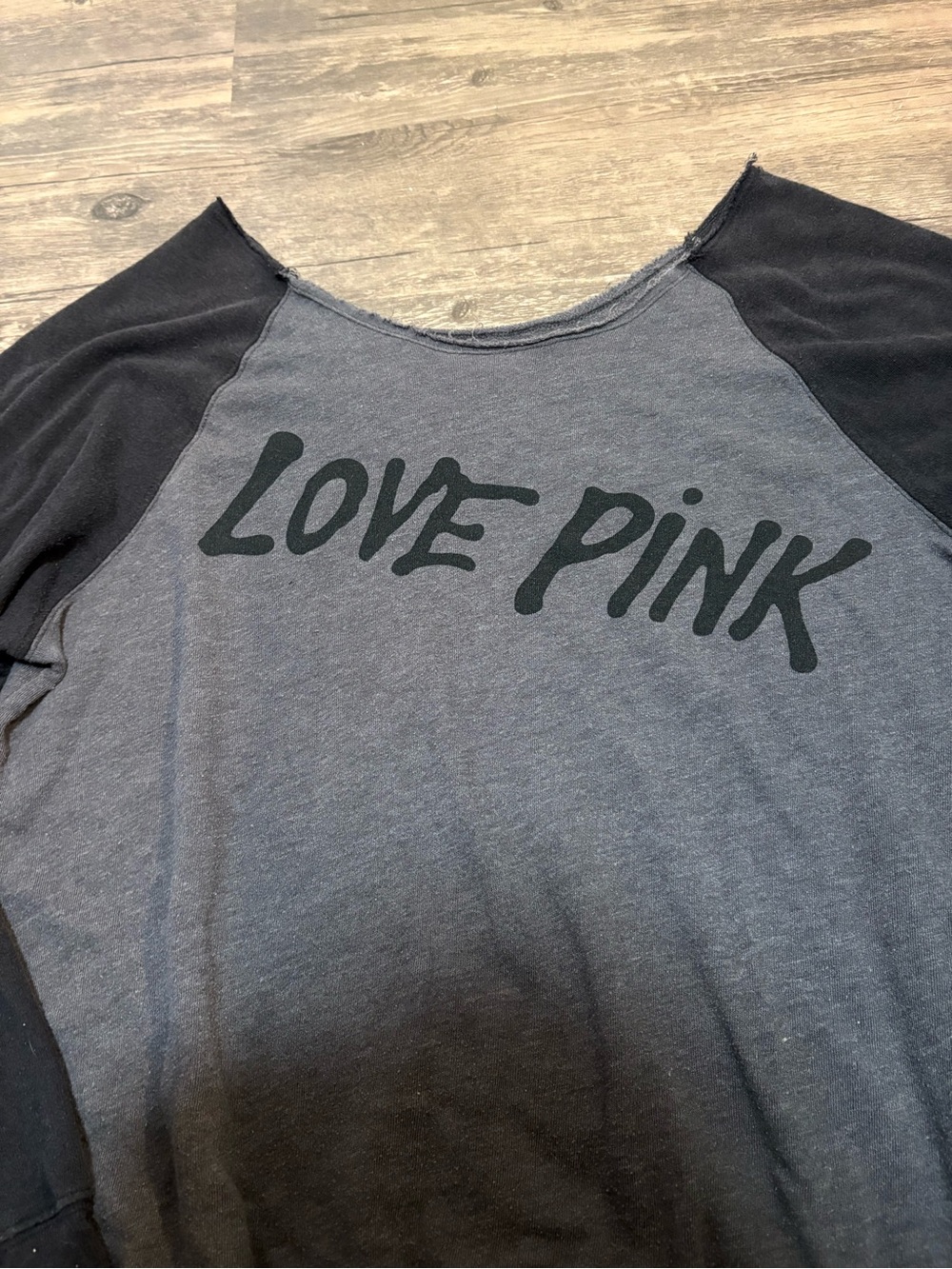 PINK Victoria's Secret Black & Gray Logo Pullover - Picture 2 of 4